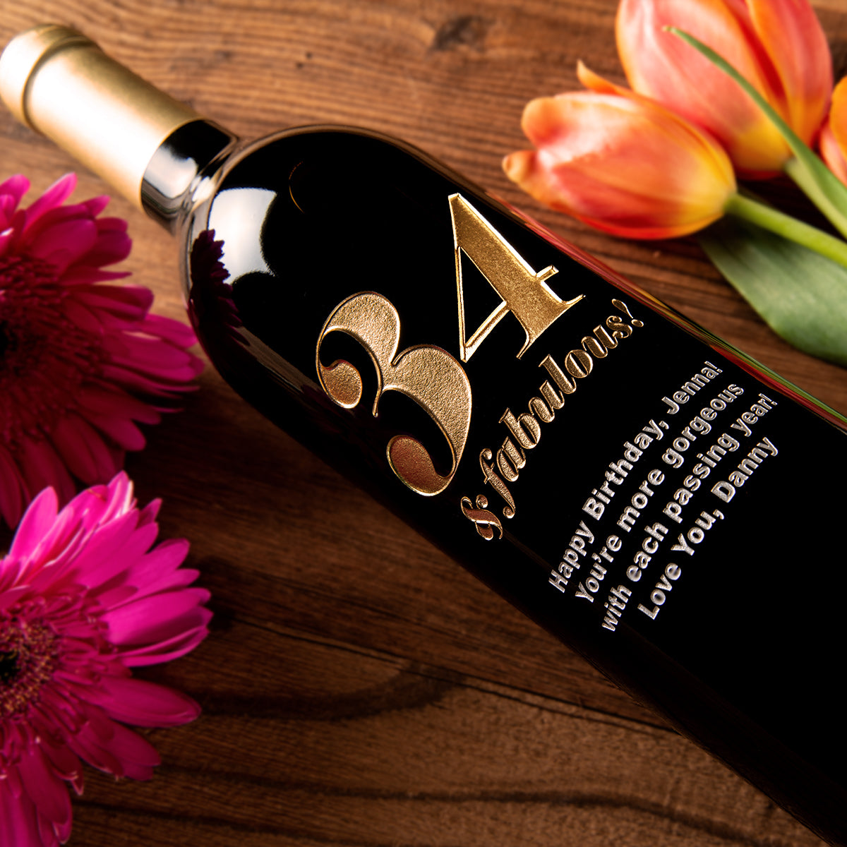 Happy Birthday Etched Wine