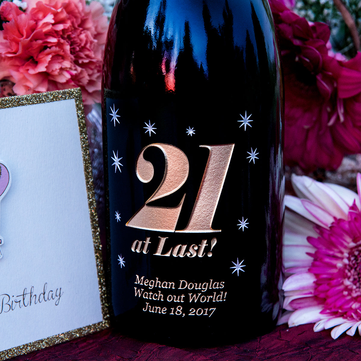 Happy Birthday Etched Wine