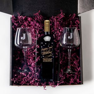 Happy Birthday Etched Wine