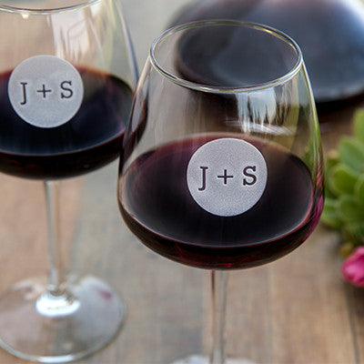 Circle Monogram Wine Glass, Home Decor