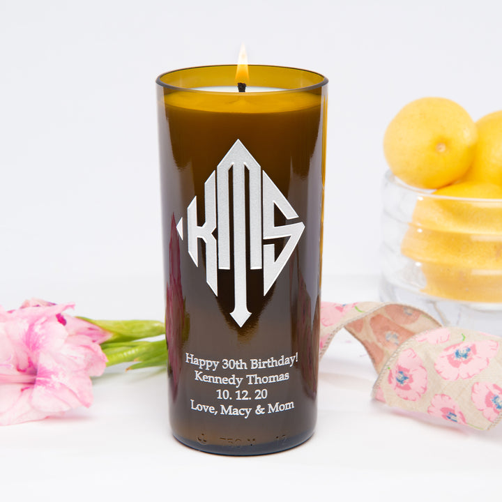 Diamond Monogram Personalized Candle