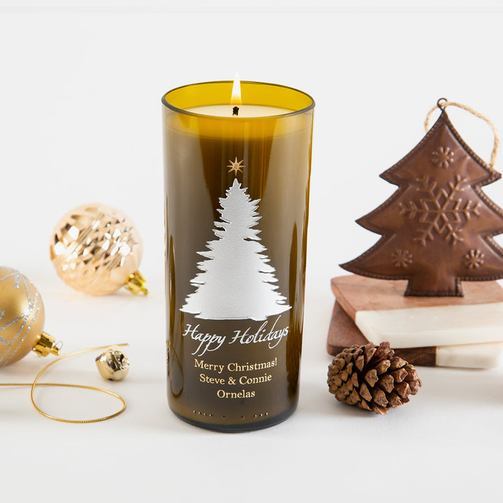 Elegant Tree & Star Personalized Candle