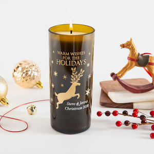 Reindeer & Snowflakes Personalized Candle