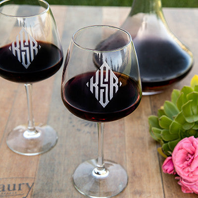Diamond Monogram Wine Glass Set of 6