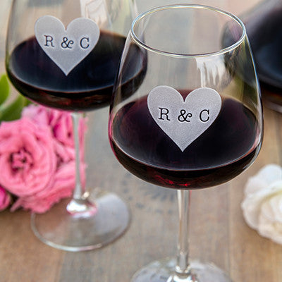 Heart Monogram Wine Glass